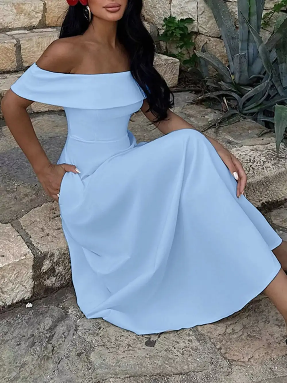 Structured Shape Off Maxi Dress