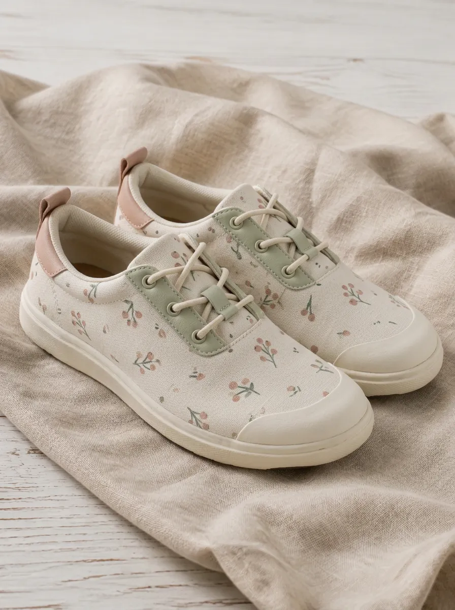 Women's Refined Floral Botanical Pattern Patterned Canvas Shoes