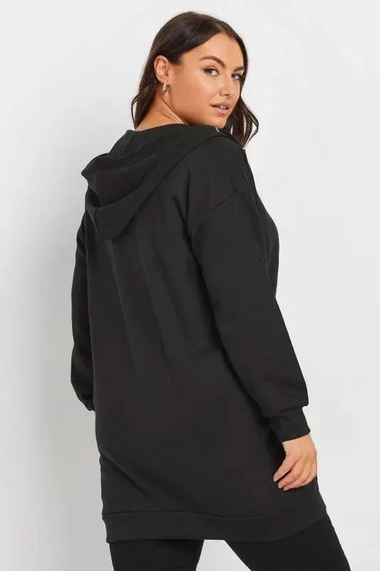Black Longline Zip Hoodie