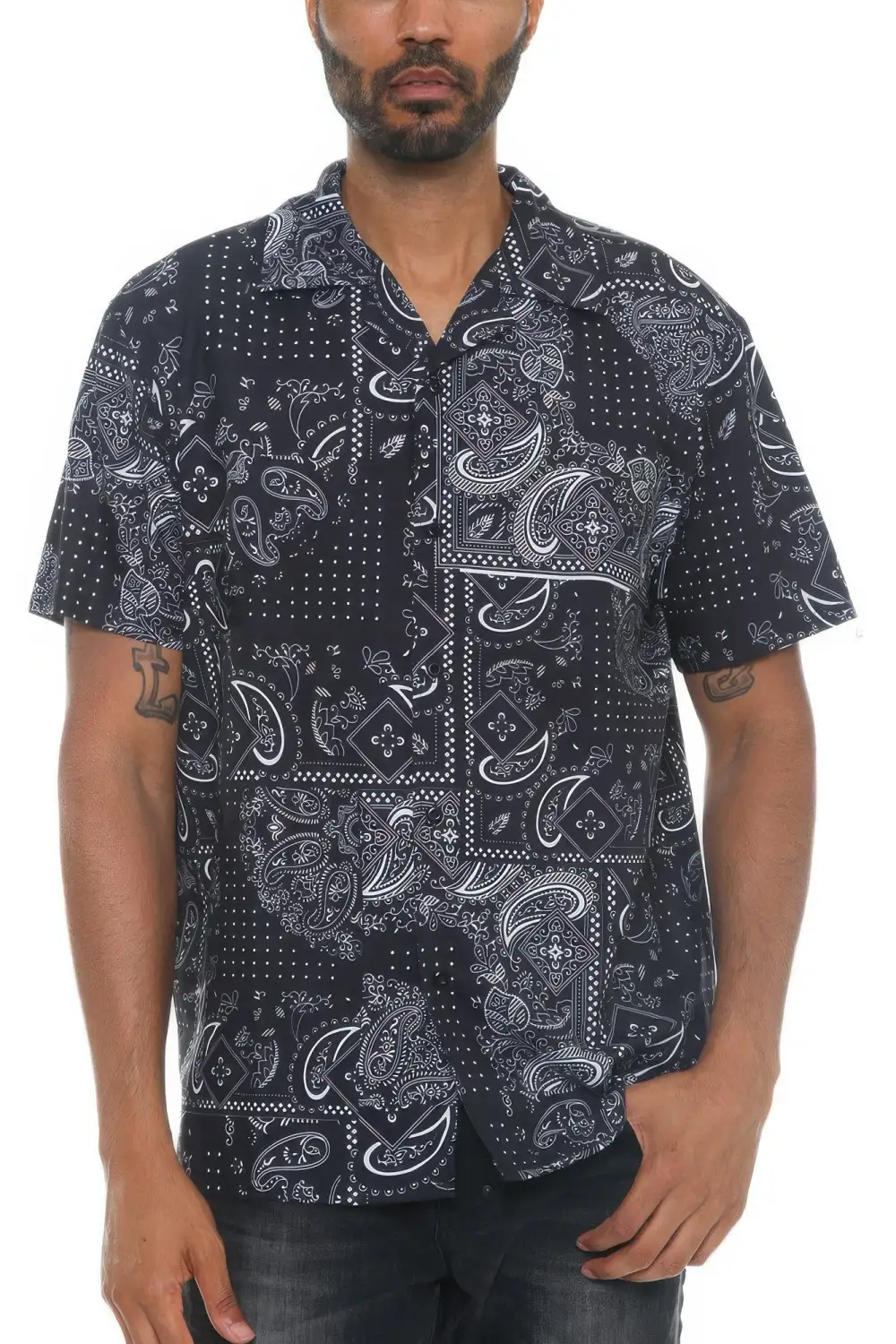 Modern Men's Collared Print Button-Down Shirt