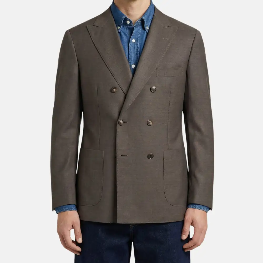 Classic Double Breasted Wool Blazer Jacket