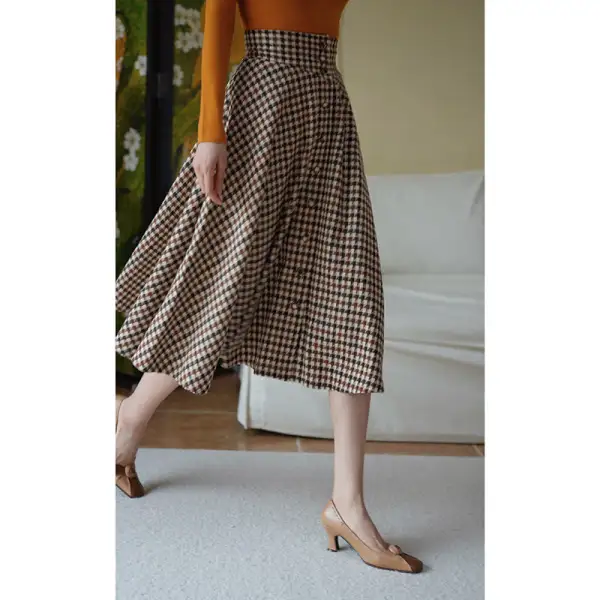 Office Everyday Casual Plaid Skirt