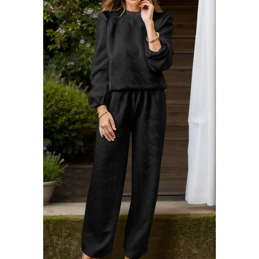 Sleeveless Round Neck Long Sleeve Top and Pants Set