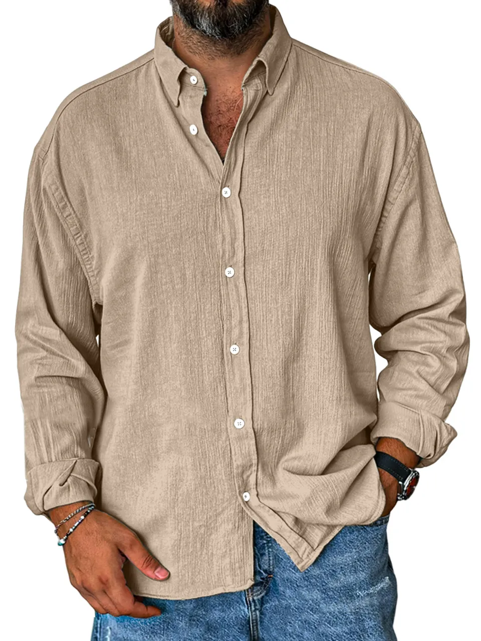 Soft Touch Long Sleeve Open Collar Shirt