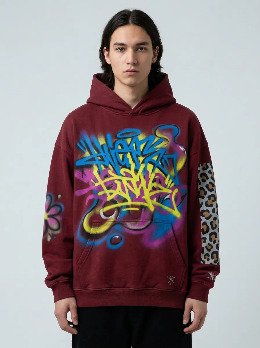 Unisex Streetwear Graffiti Leopard Print Airbrush Graphic Graphic Hoodie
