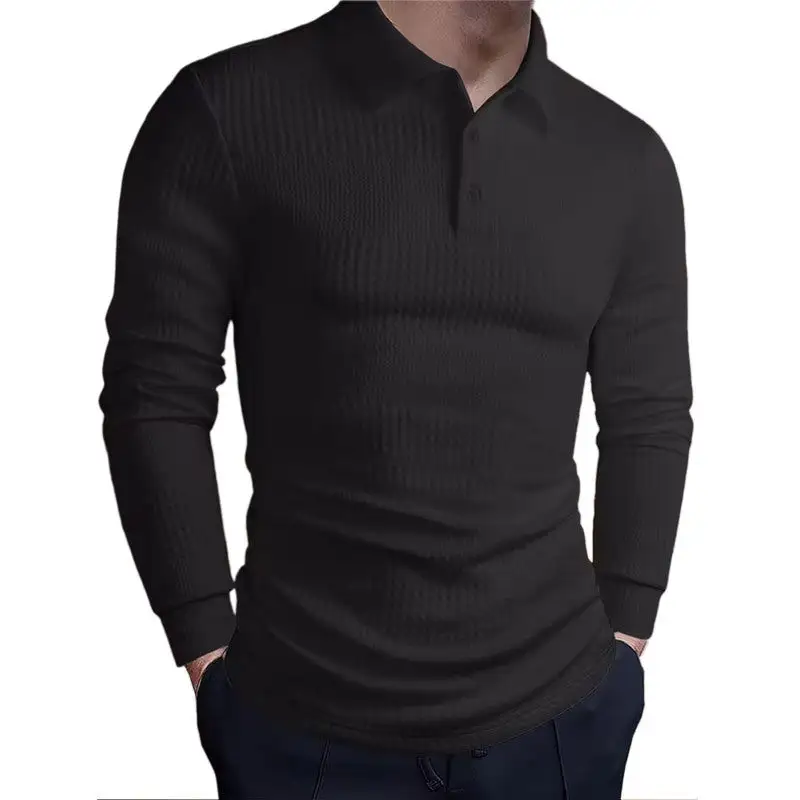 Waffle Texture Tailored Fine Knit Polo Shirt
