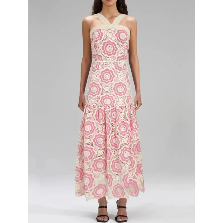 Lace Sleeveless Tiered Midi Dress