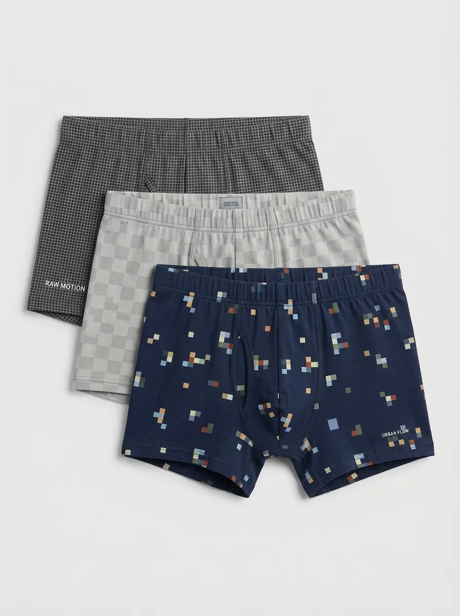 Pixel Geometric Boxer Brief Set