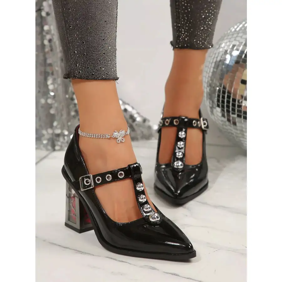 Point Toe Block Heels Pumps