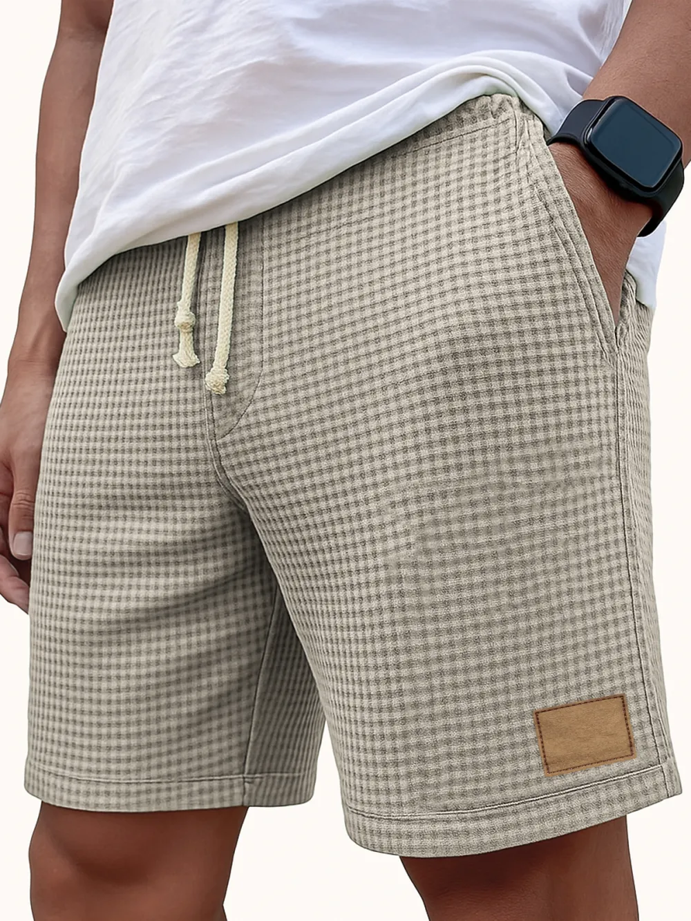 Textured Knit Seamed Detail Relaxed Shorts