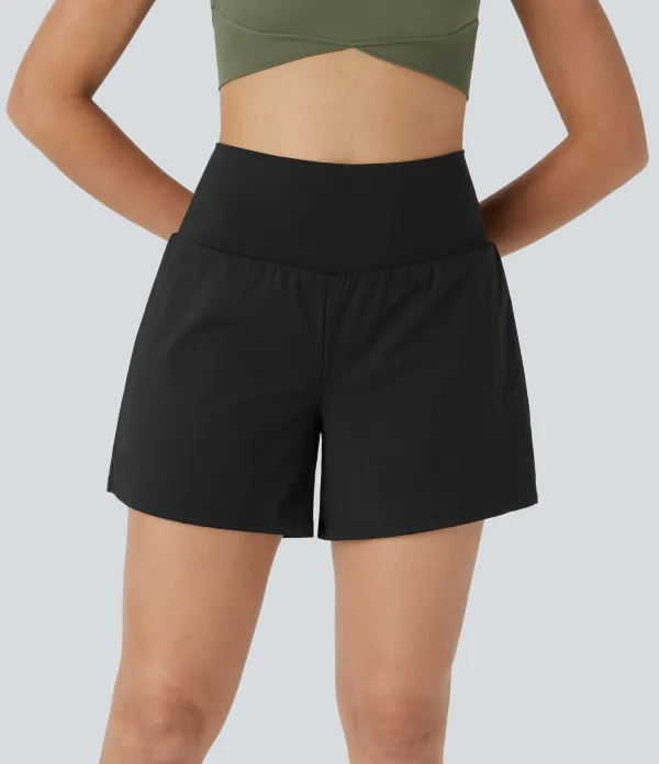 2026🔥 UK Super High Waisted Back Pocket & Side Hidden Pocket 2-in-1 Yoga Shorts