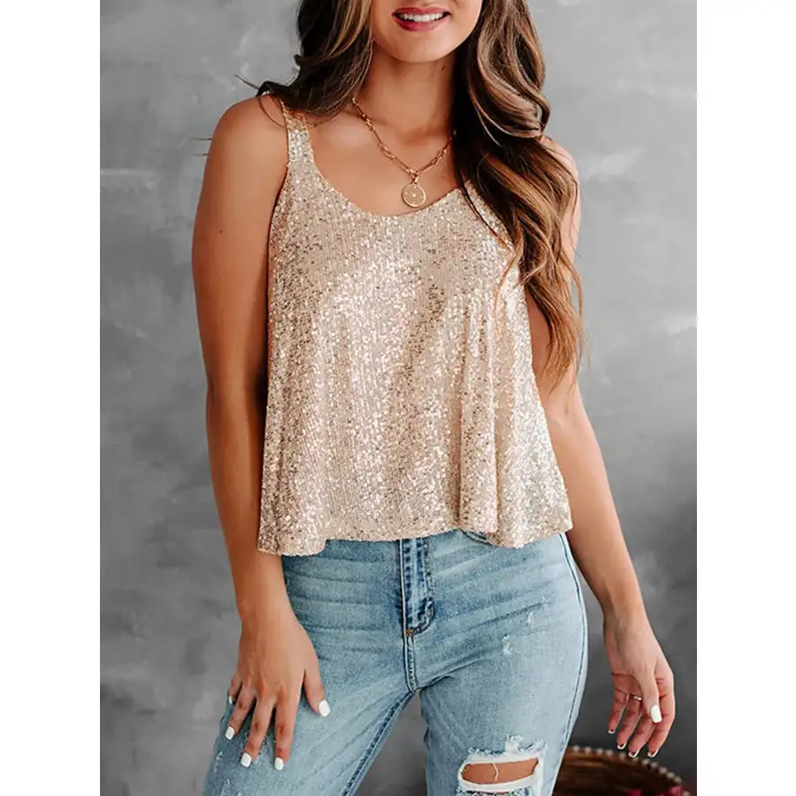 Sequin Scoop Neck Tank