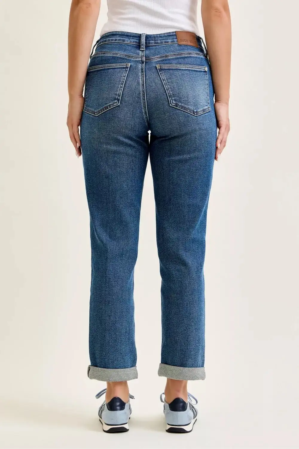 Denim Patchwork Mid Rise Relaxed Fit Jeans
