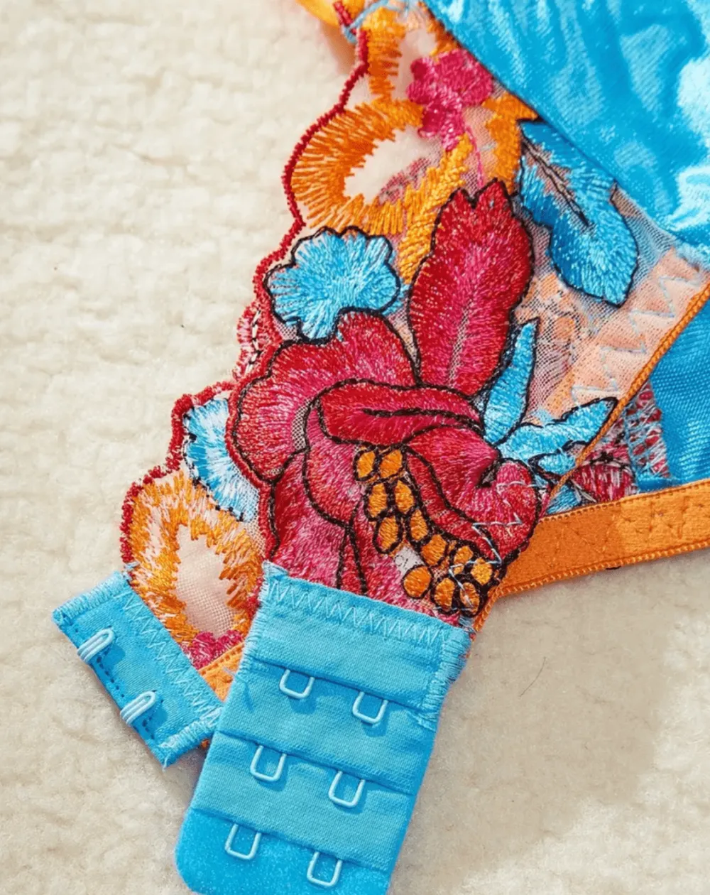 Floral Silk Garter Lingerie Set