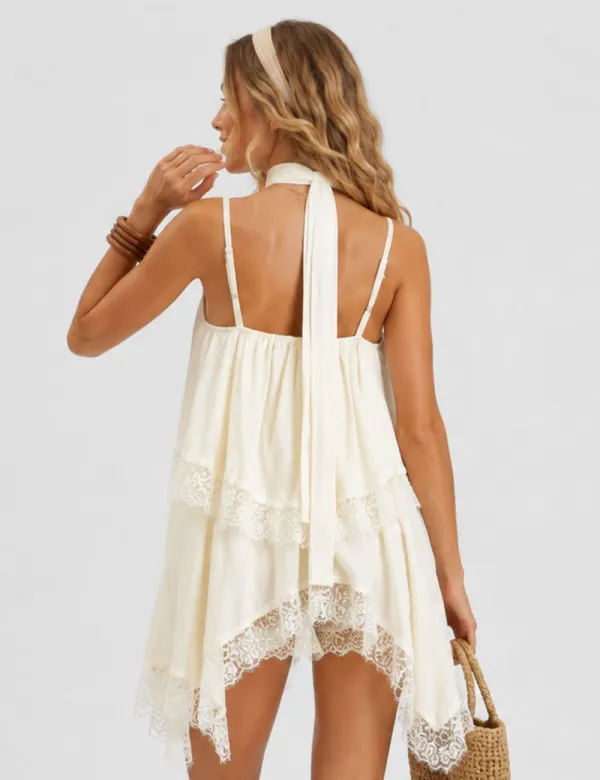 Lace Trim Irregular Layered Hem Cami Top