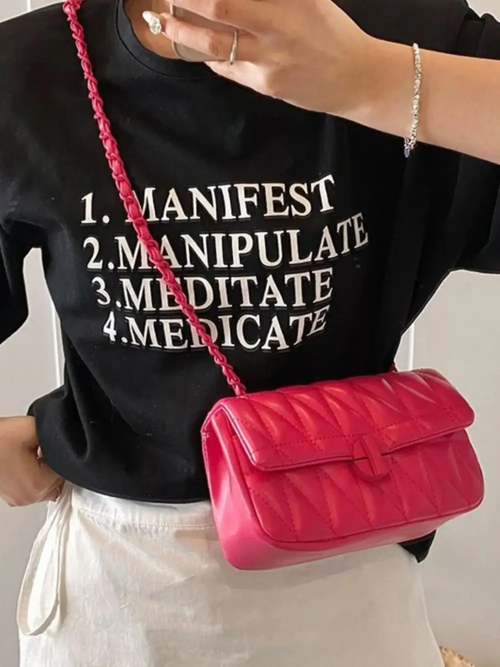 Quilted Chain Strap Crossbody Bag