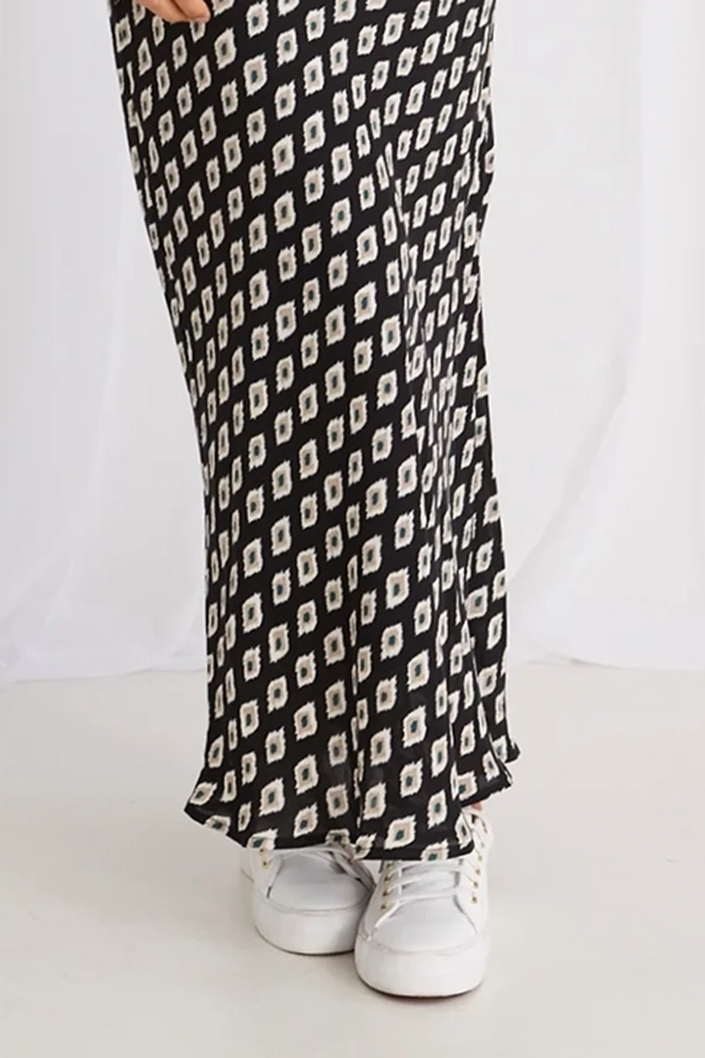 Geo Spot Strappy Bias Maxi Dress