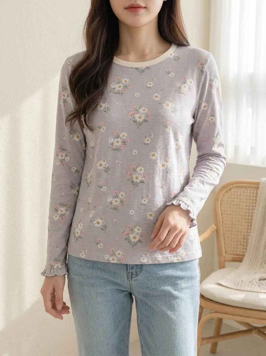 Women's Sweet Casual Polished Casual Long Sleeve T-Shirt