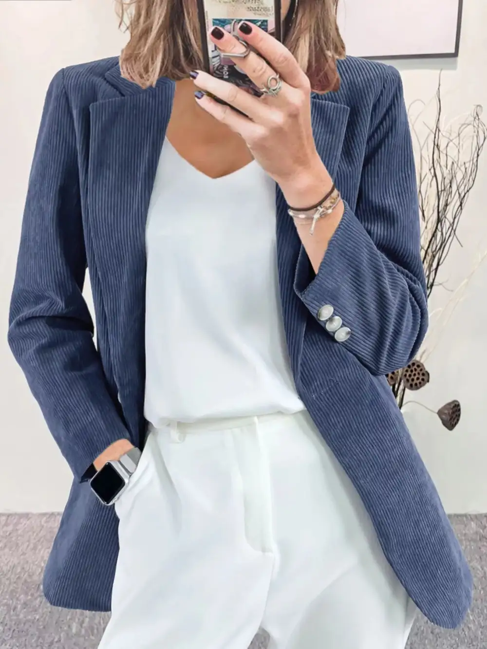 Lapel-Collar Corduroy Blazer