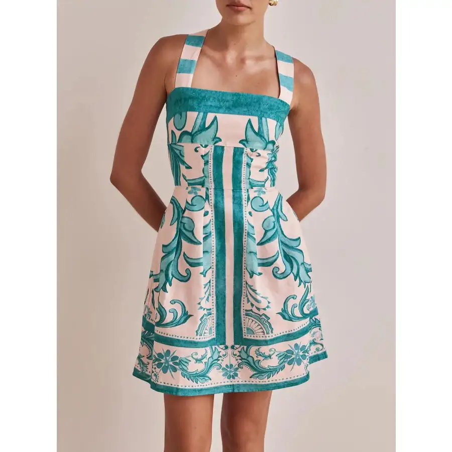 Everyday Printed Square Neck Mini Dress
