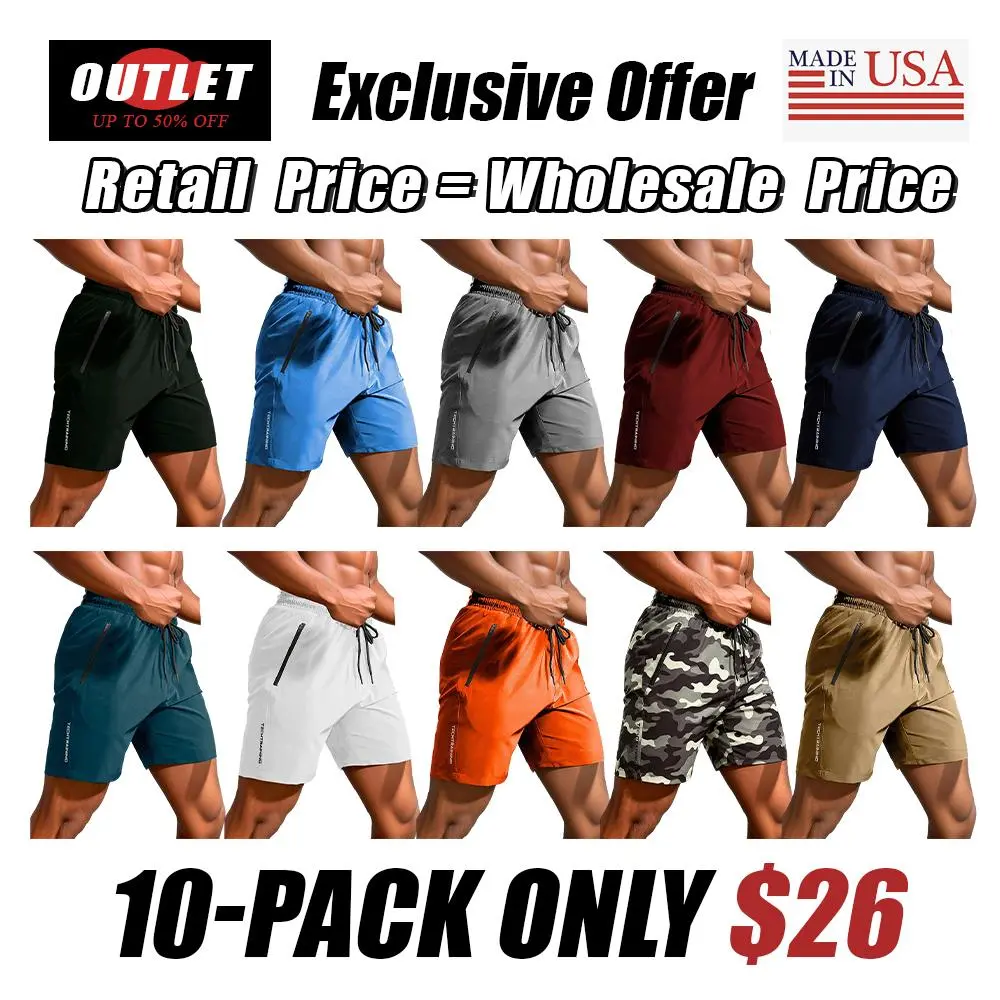 Men's New Trendy Letter Print Zipper Pocket Drawstring Waist Track Shorts