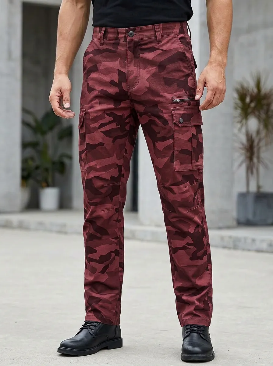 Men's Tactical Grey Camouflage Printed Cargo Pants