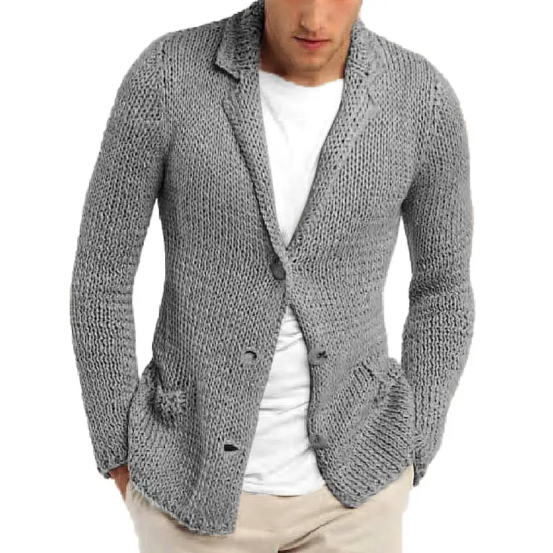Open Collar Knit Pocket Cardigan