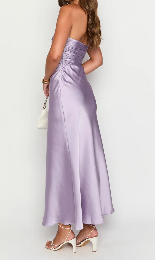 Soft Satin Strapless Maxi Dress