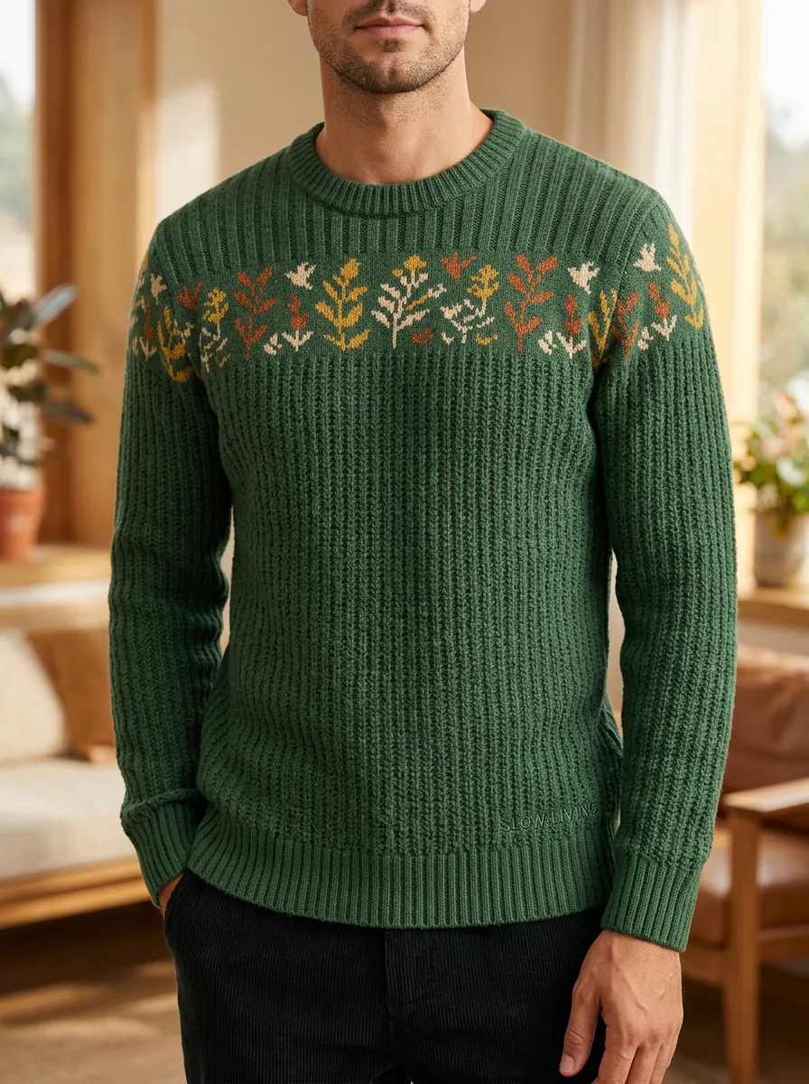 Men's Botanical Floral Sweater