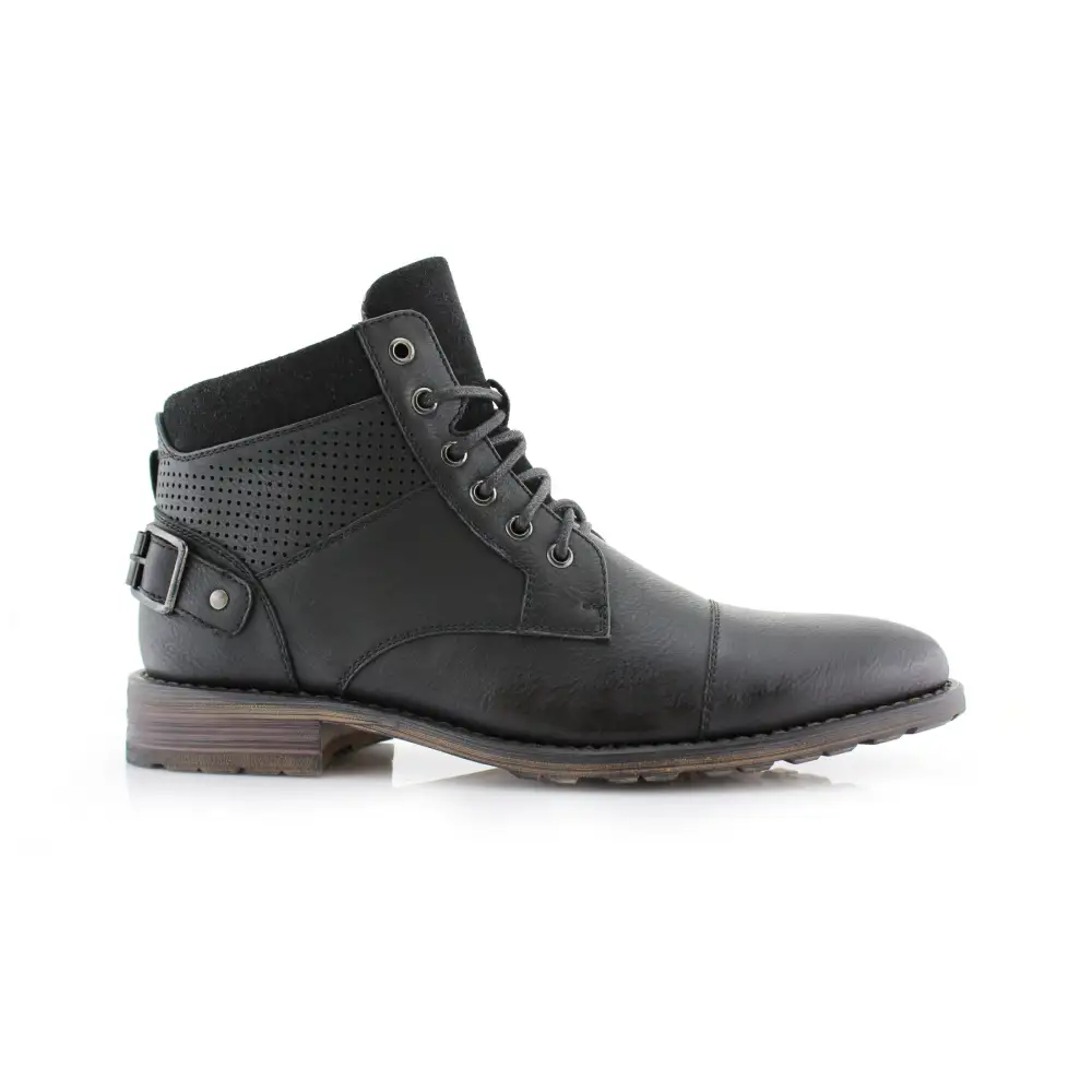 Faux-Suede Suede Faux-Leather Combat Boots