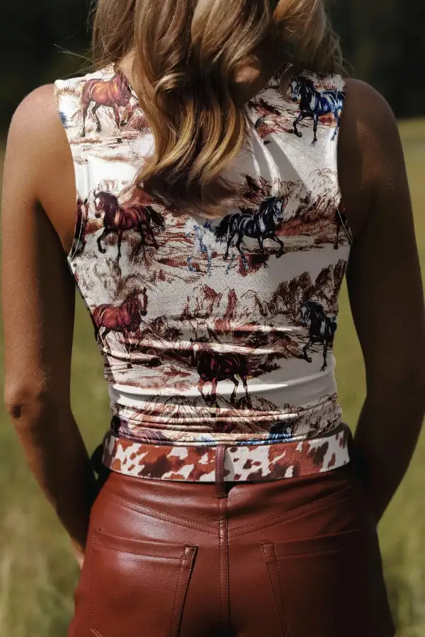 Horse Hat Western Slim Tank Top