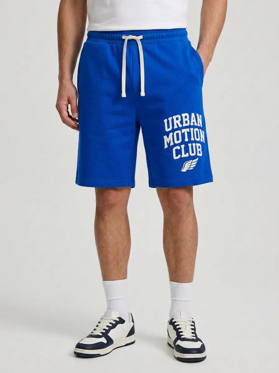 Men's Wing Graphic Drawstring Elastic-Waist Athletic Printed Sweat Shorts