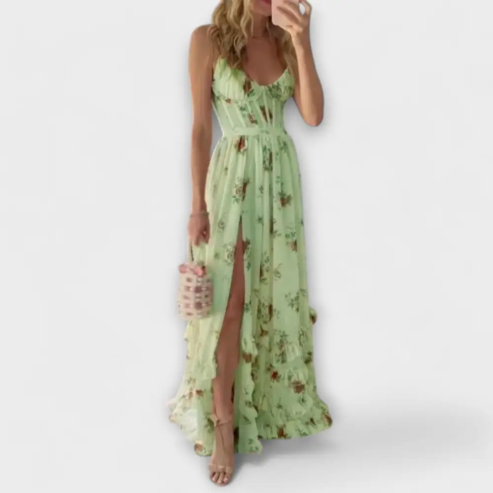 Floral Chiffon Satin Casual Dress
