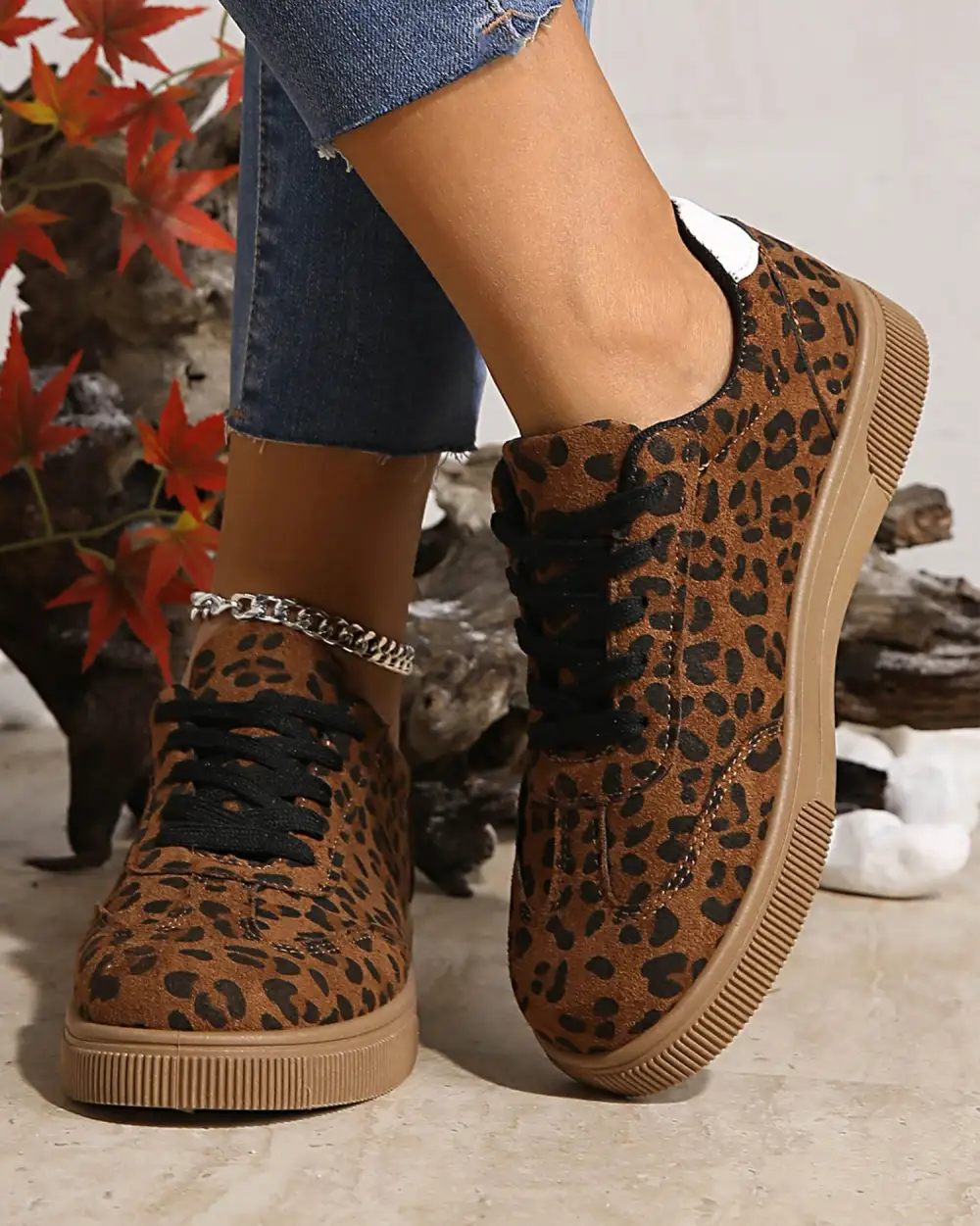Patchwork Lace Up Casual Sneakers