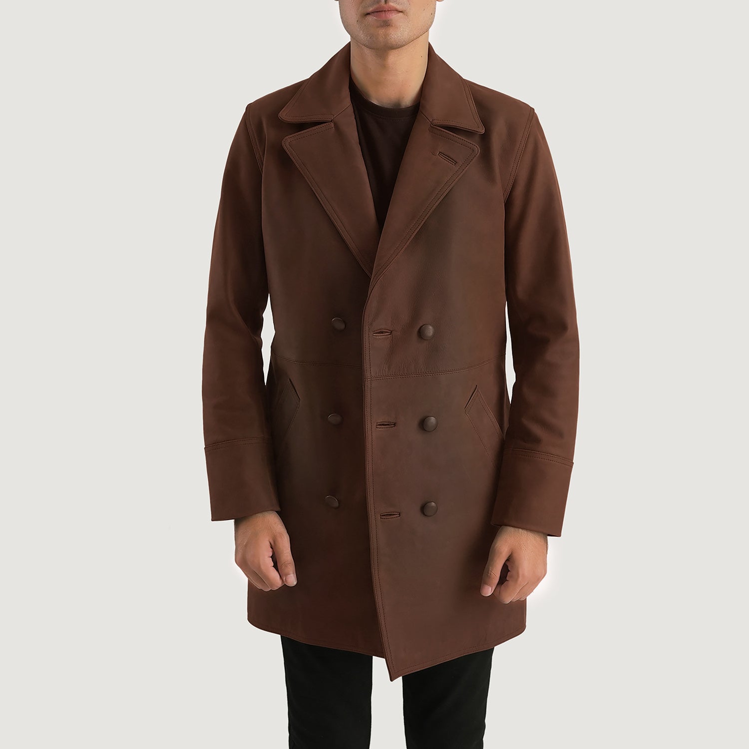 Men's Structured Leather Coat