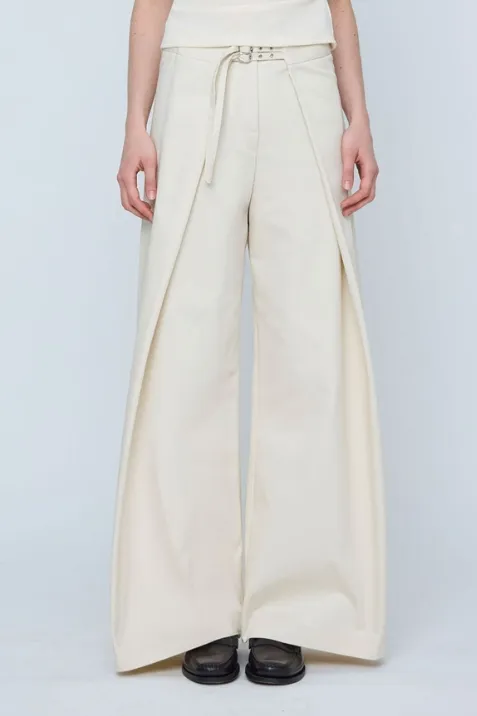 Wide-Leg Buckle Pants