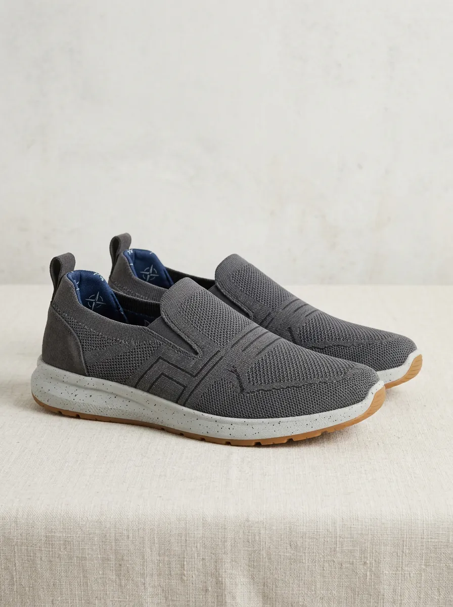 Signature Knit Slip-On Outdoor Look Men's Stretch Canvas Shoes