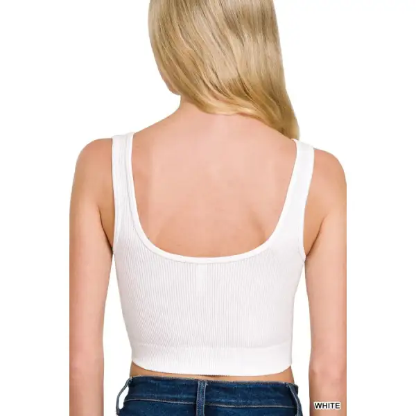 Seamless Split Neck Bra Tank Top