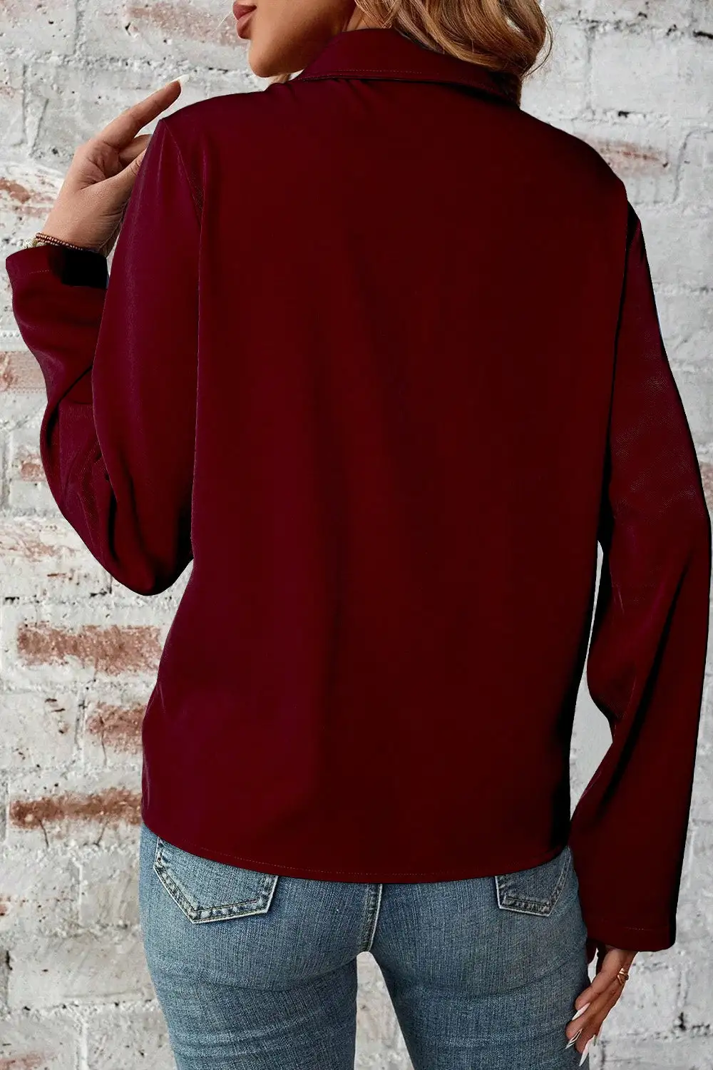 Zip-Up Collared Pocketed Jacket