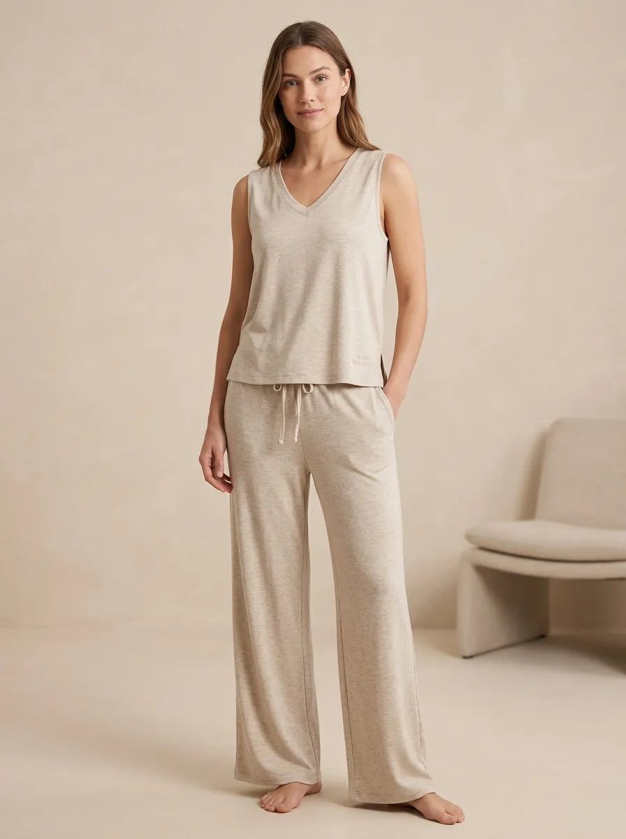 V-Neck Sleeveless Lounge Set