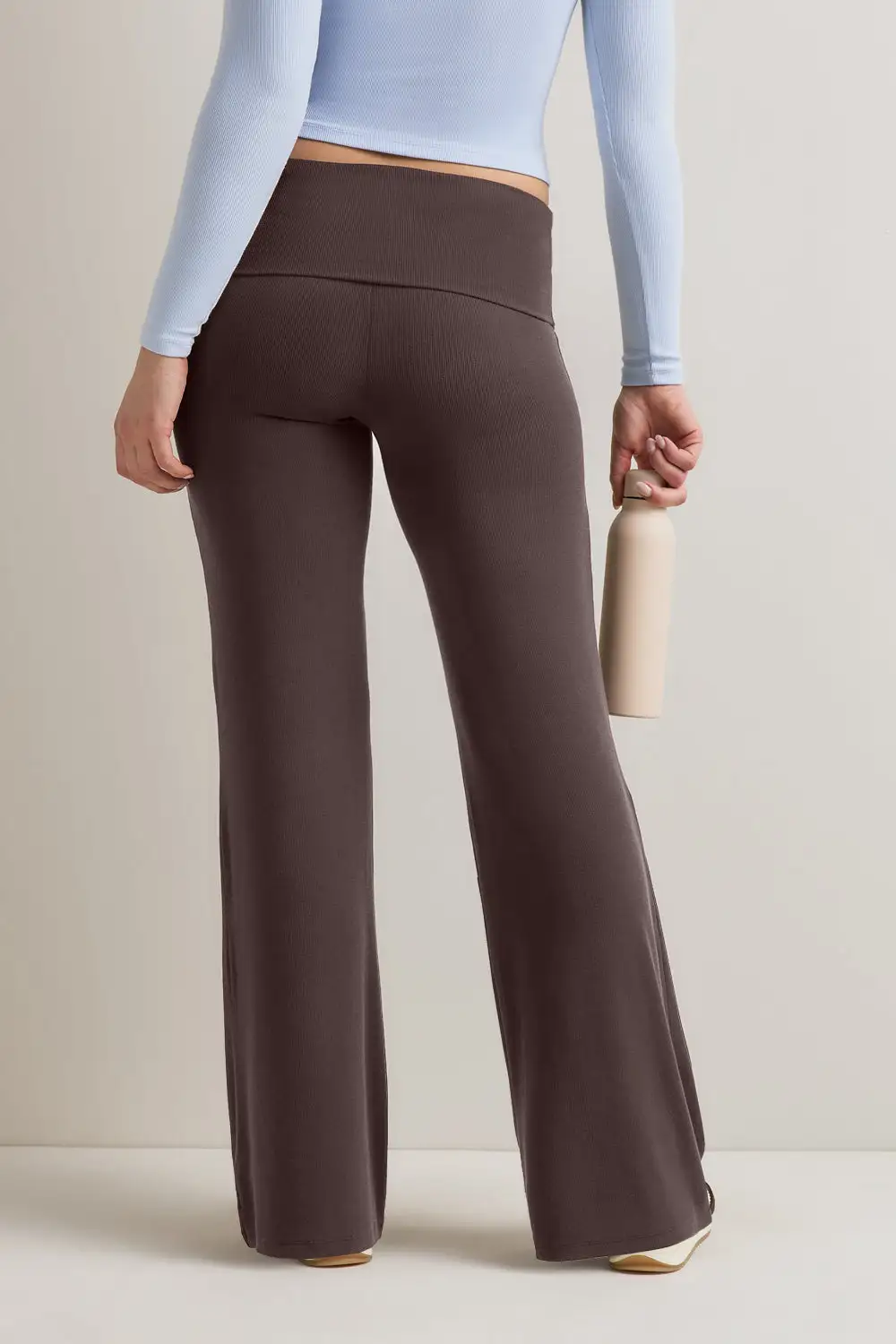 Ribbed Logo Flare Trousers
