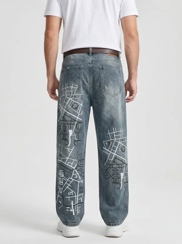 Unisex Streetwear Graphic Jeans