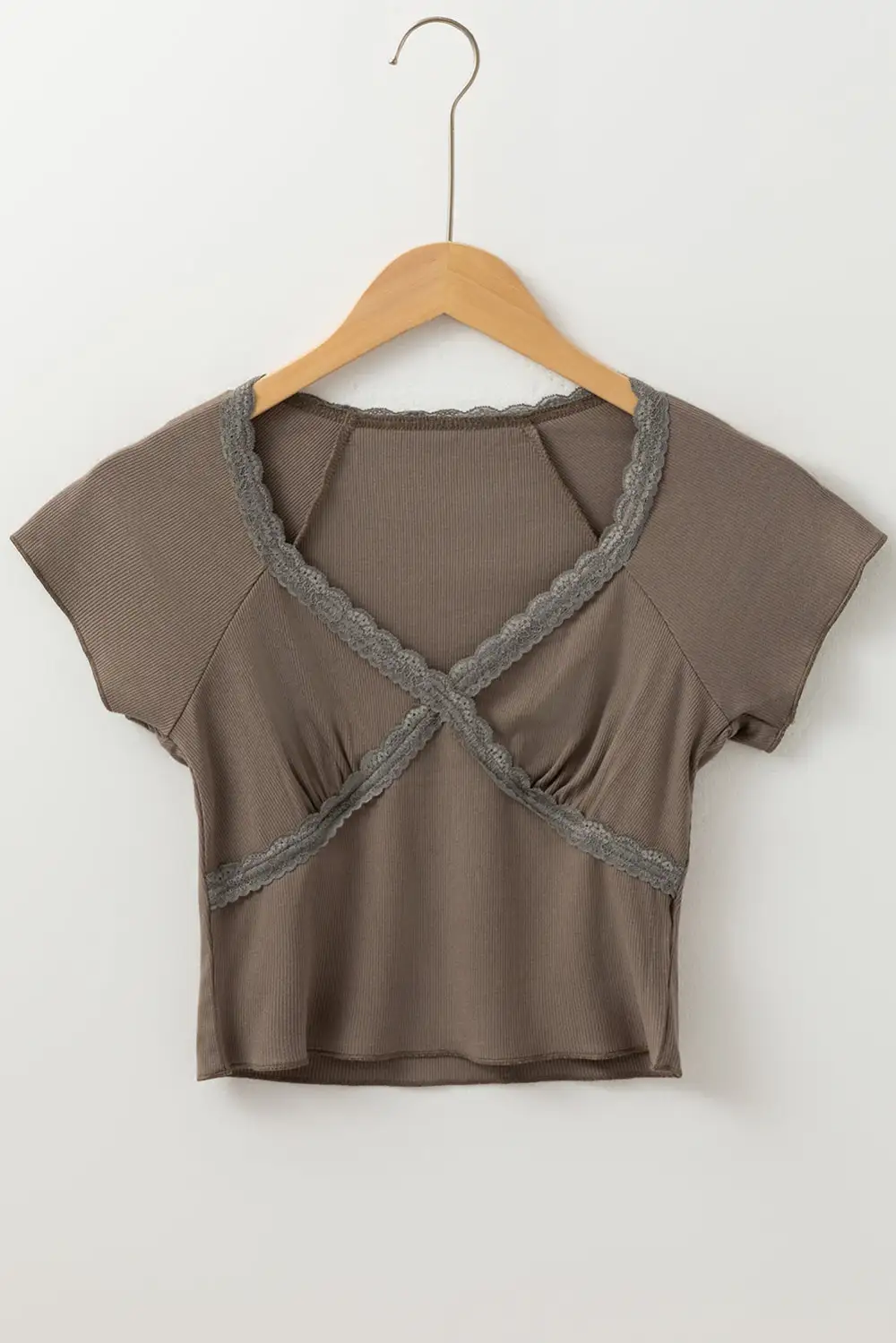 Dark Brown Lace Splicing Criss