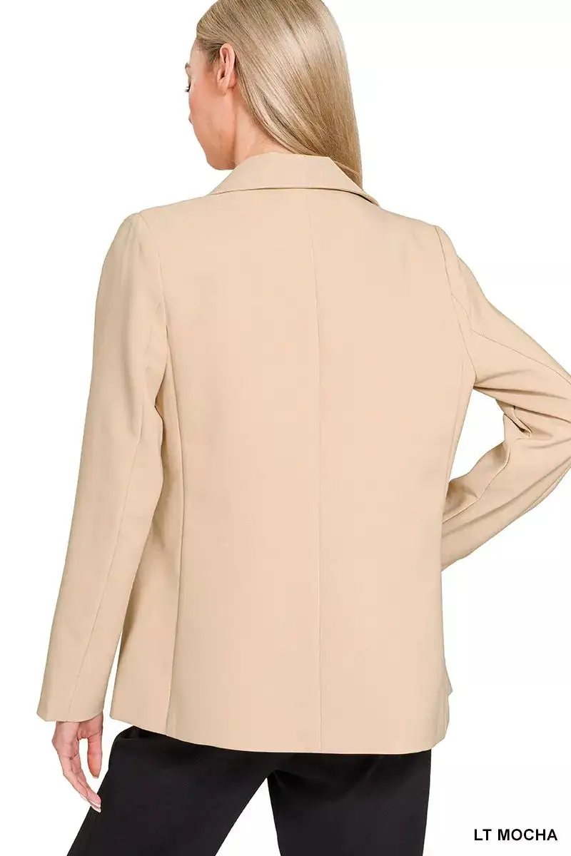 Woven Long Sleeve Blazer With Lining Everyday Layer