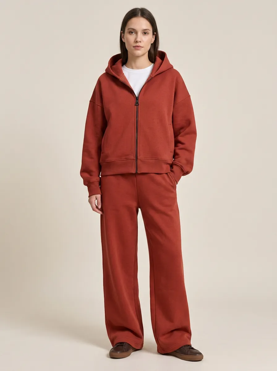 Unisex Casual Modern Sport Zip-Up Hoodie Sweatpants Set