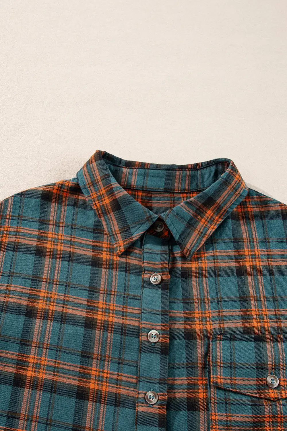 Plaid Western Inspired Split Neck Shirt Blouse