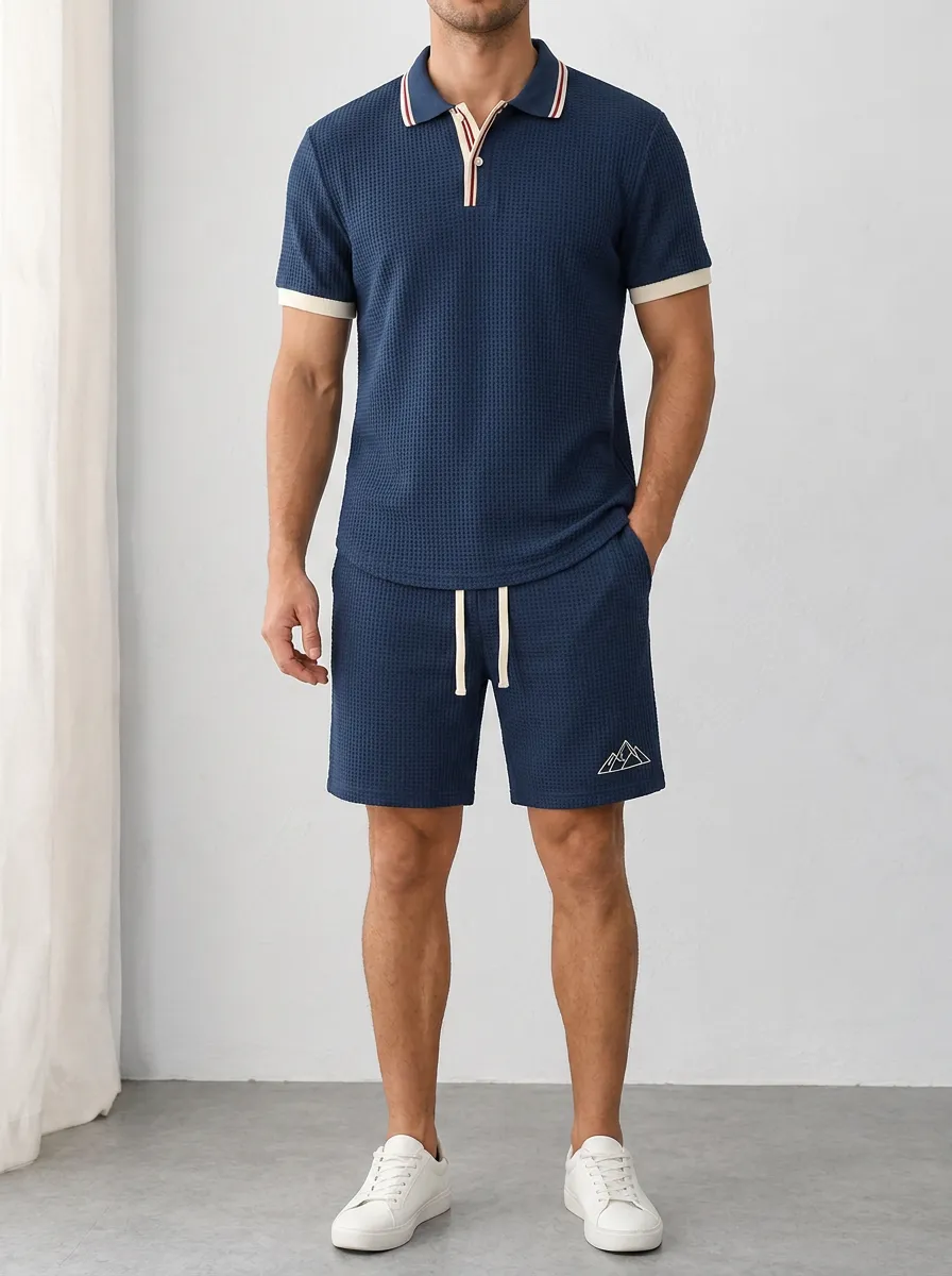 Men's Mountain Lover Waffle Knit Printed Polo Shirt