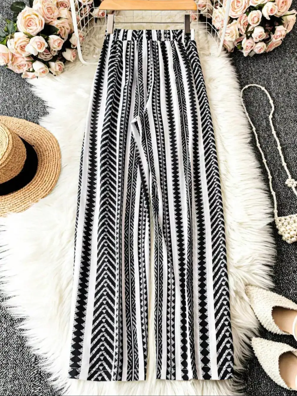 Boho Print Wide Leg Pants