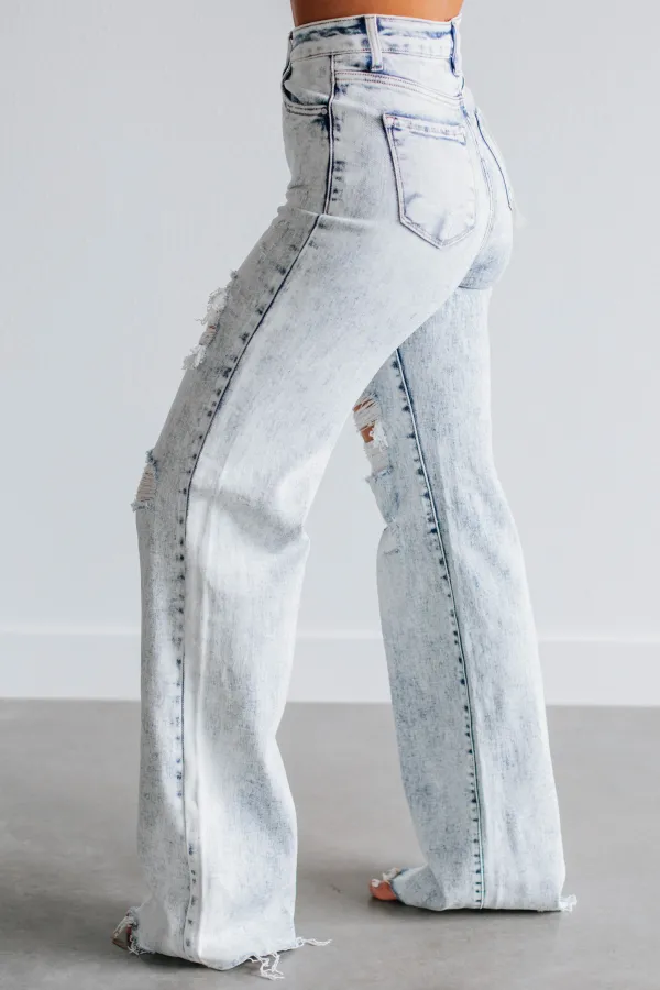 Women's High Rise Wide Leg Vintage Wash Jeans