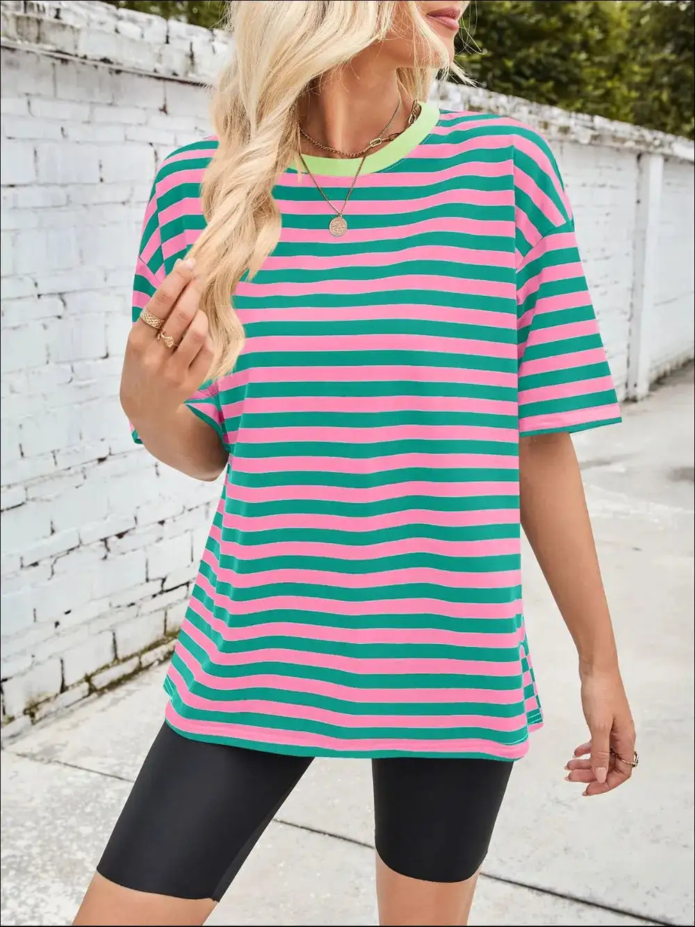Striped Round Neck Half Sleeve T-Shirt